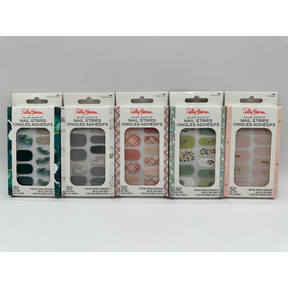 Sally Hansen Salon Effects Nail Strips 32‎ Count lot of 5 sets - easy peel file